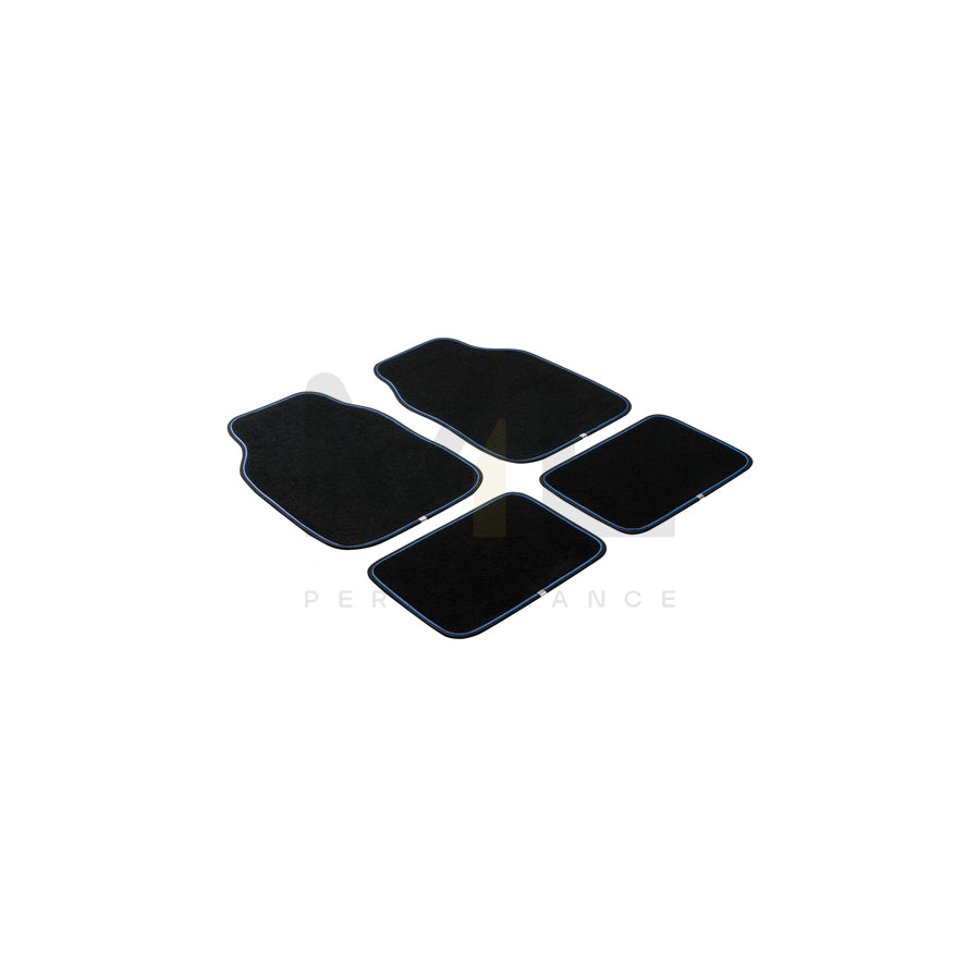 WALSER Universal fit, The Line 29010 Floor mat set Polyester, PP (Polypropylene), Front and Rear, Quantity: 4, Black, Blue