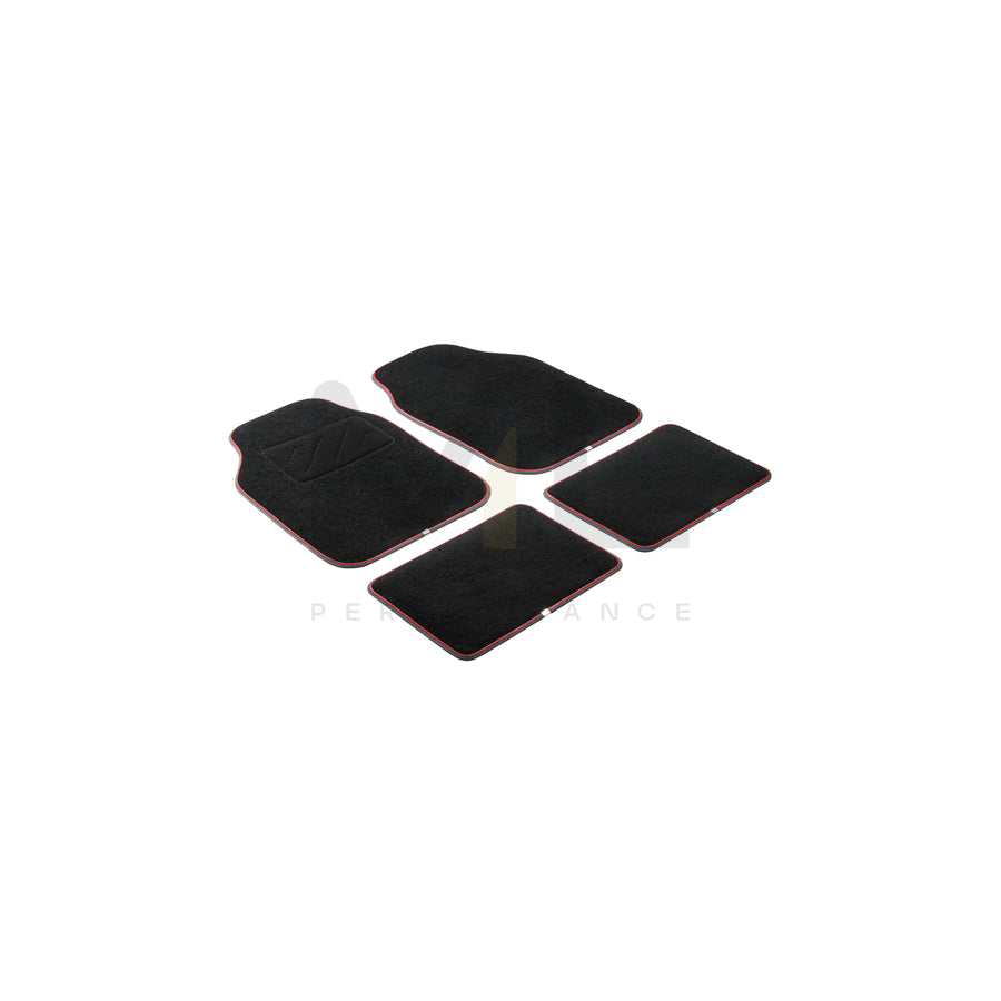 WALSER Universal fit, The Race 29007 Floor mat set PP (Polypropylene), Front and Rear, Quantity: 4, Black, Red