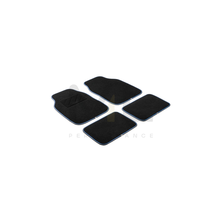 WALSER Universal fit, The Race 29008 Floor mat set PP (Polypropylene), Front and Rear, Quantity: 4, Black, Blue