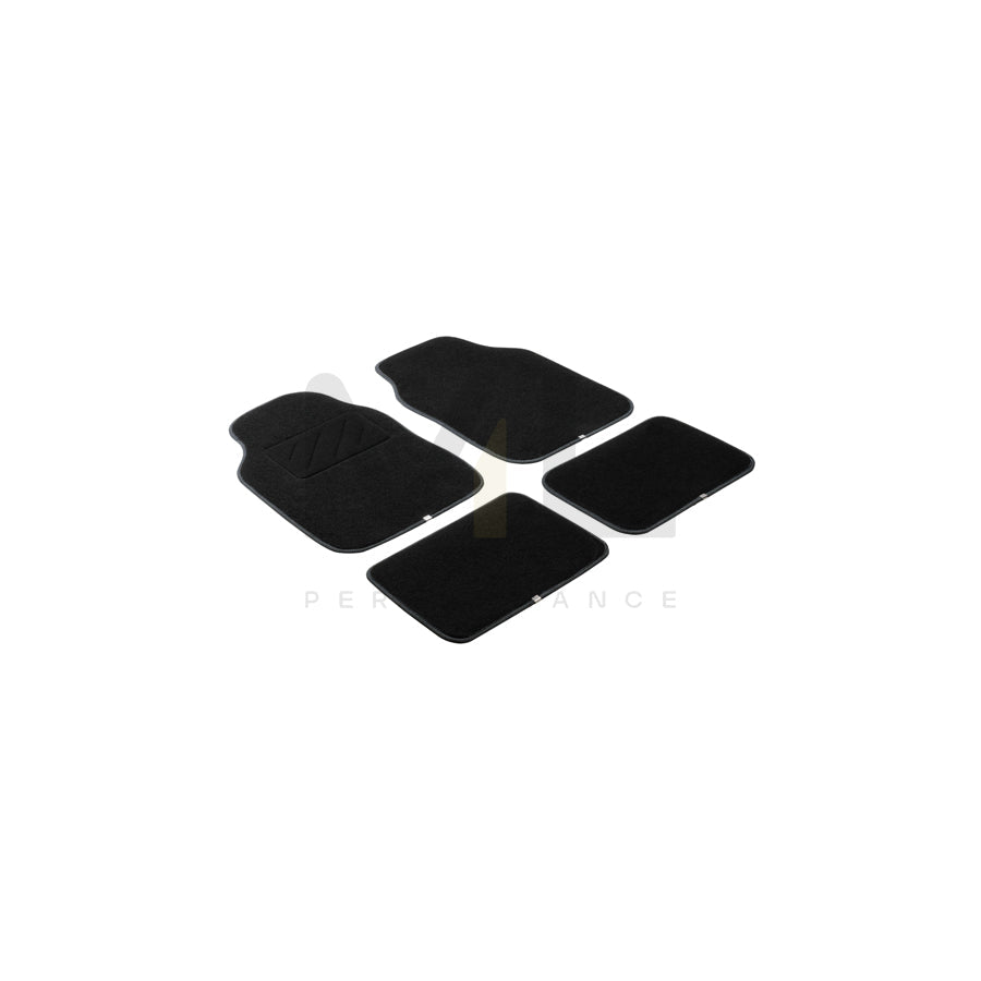 WALSER Universal fit, The Race 29019 Floor mat set Polyester, PP (Polypropylene), Front and Rear, Quantity: 4, Black, White