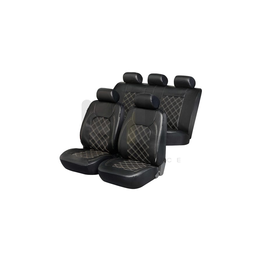 WALSER ZIPP IT Deluxe 11979 Car seat cover Black, Leatherette, Front and Rear