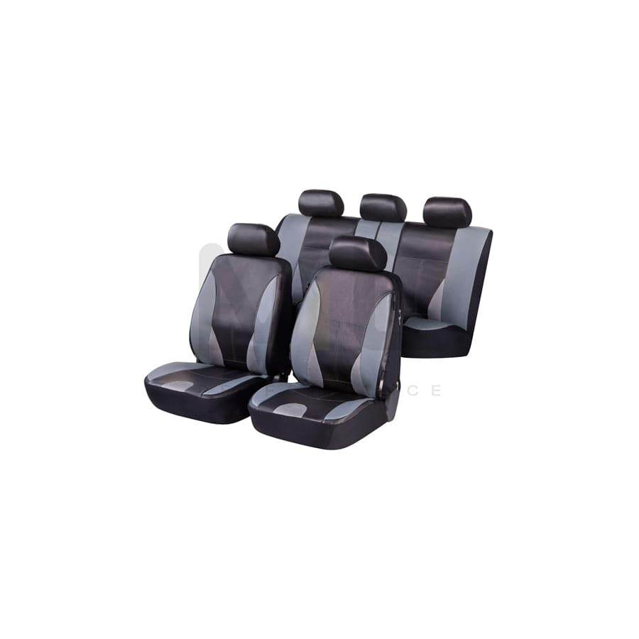 WALSER ZIPP IT Deluxe 11983 Car seat cover Black/Grey, Leatherette, Front and Rear