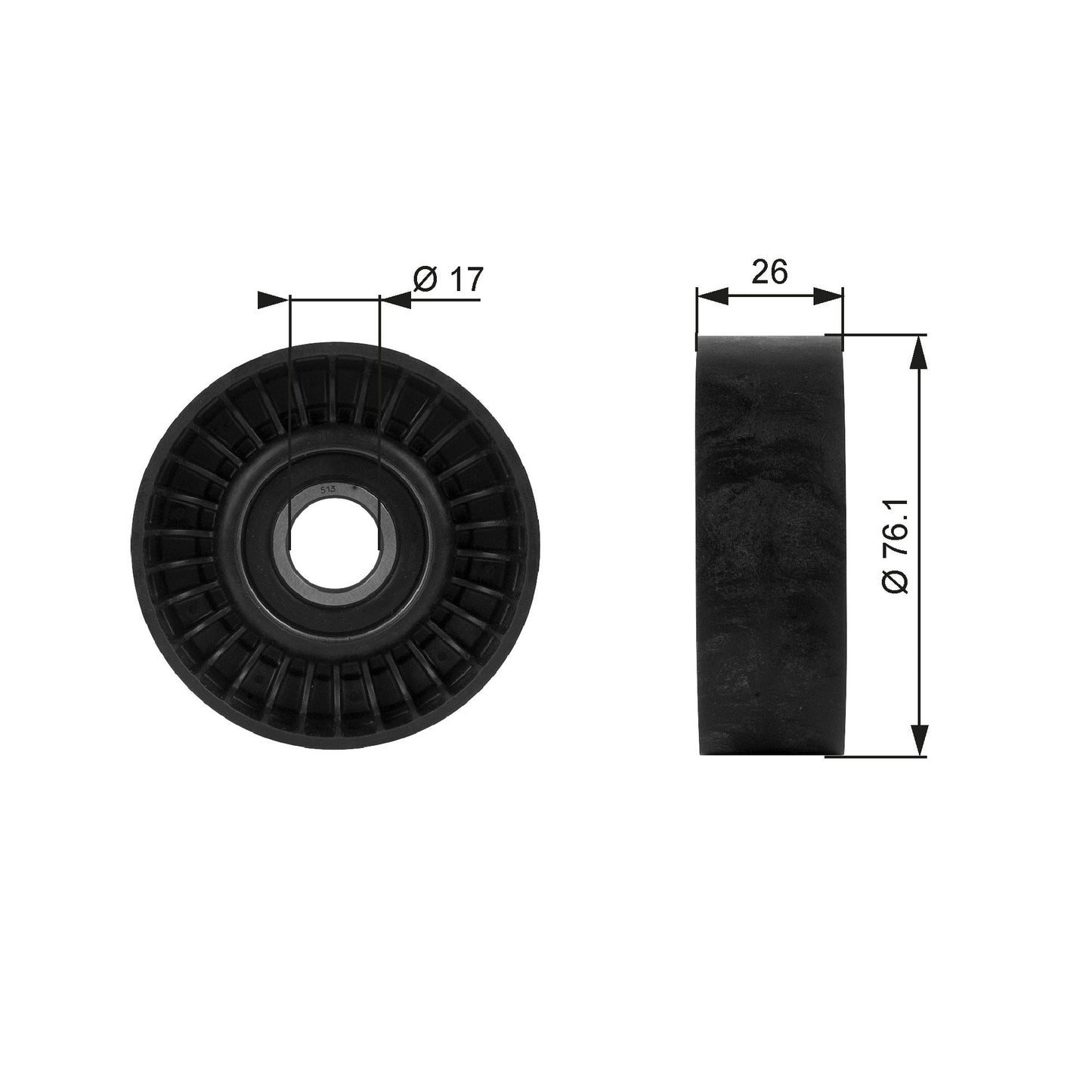 GATES GATT38015 V-Ribbed Belt Deflection/Guide Pulley