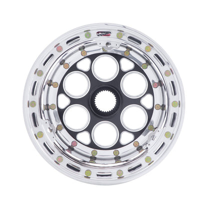 Weld 734B-30813 Magnum Midget Sprint Wheel 13x8 31-Spline ET0 BS3 Black Center - Polished Shell