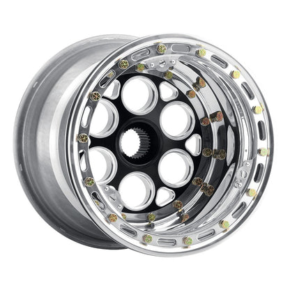 Weld 734B-31053 Magnum Midget Sprint Wheel 13x10 31-Spline ET0 BS3 Black Center - Polished Shell
