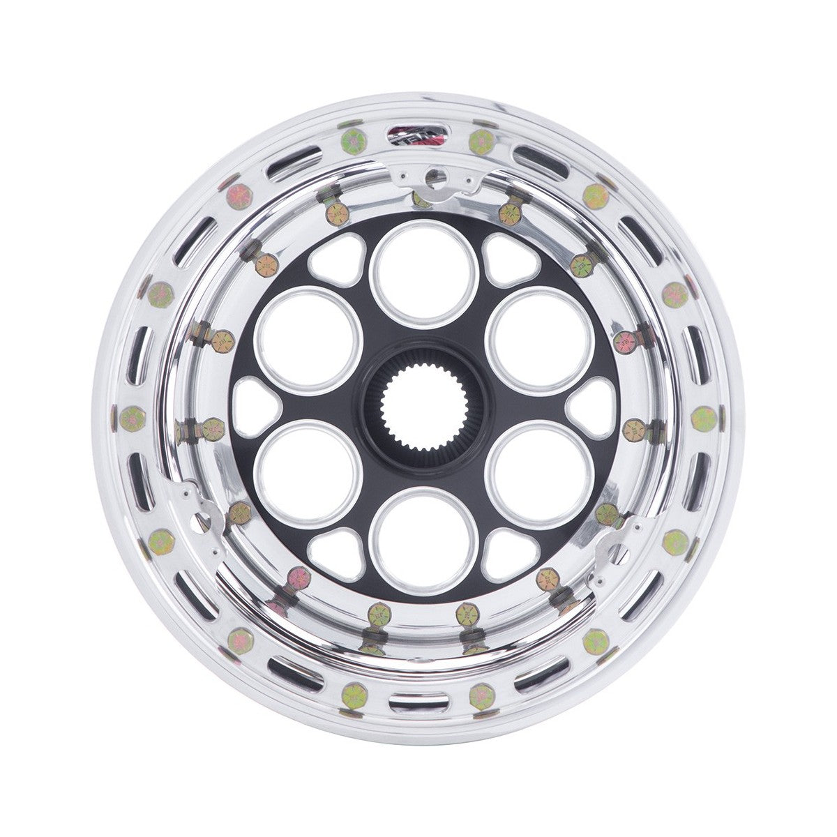 Weld 734B-31053 Magnum Midget Sprint Wheel 13x10 31-Spline ET0 BS3 Black Center - Polished Shell