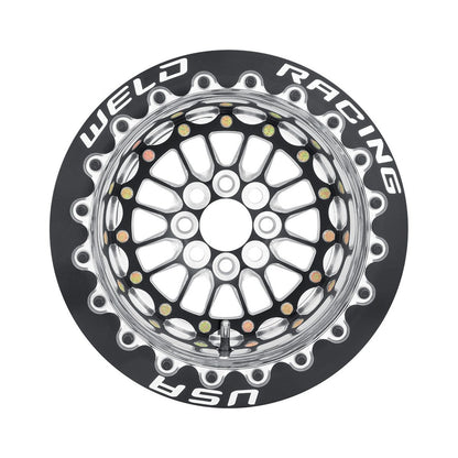 Weld 778B-31015F Tuner Import Wheel 13x10 4x100 ET-13 BS5 Black Center - Polished Shell