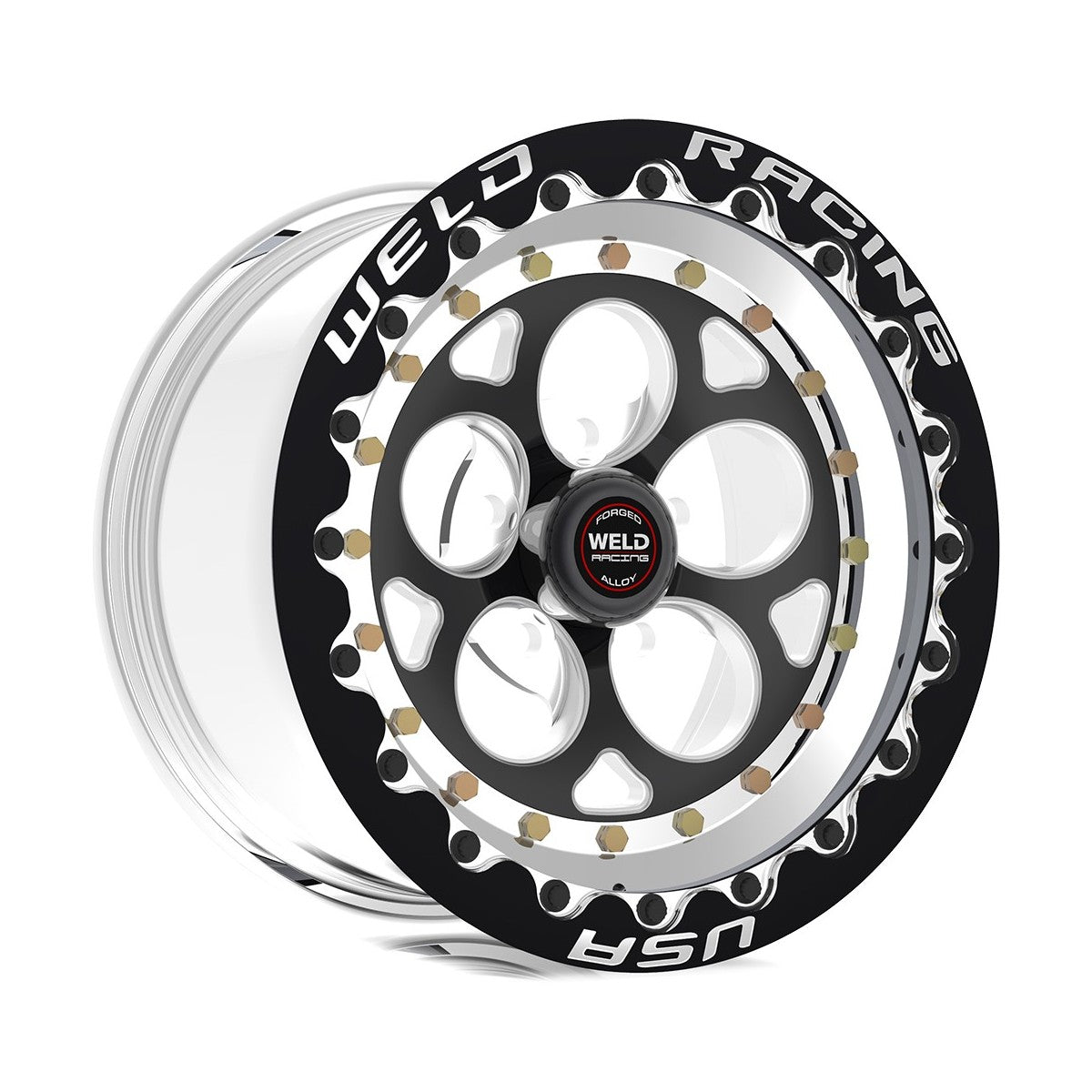 Weld 792B58210F Magnum Iii Beadlock Wheel 15x8 5x4.5 ET25 BS5.5 Black Center - Polished Shell