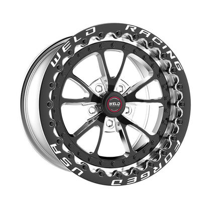 Weld 793B510206F Full Throttle Beadlock Wheel 15x10 5x4.5 ET-51 BS3.5 Black Center - Polished Shell