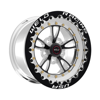 Weld 793B510276F Full Throttle Beadlock Wheel 15x10 5x4.75 ET-51 BS3.5 Black Center - Polished Shell