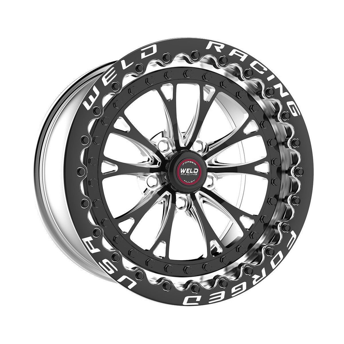 Weld 794B58206F Vitesse Beadlock Wheel 15x8 5x4.5 ET-25 BS3.5 Black Center - Polished Shell