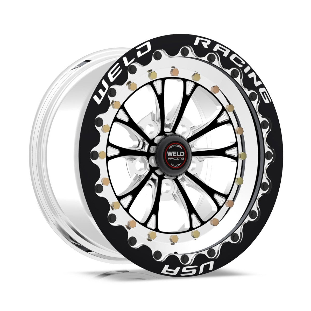 Weld 794B58210F Vitesse Beadlock Wheel 15x8 5x4.5 ET25 BS5.5 Black Center - Polished Shell