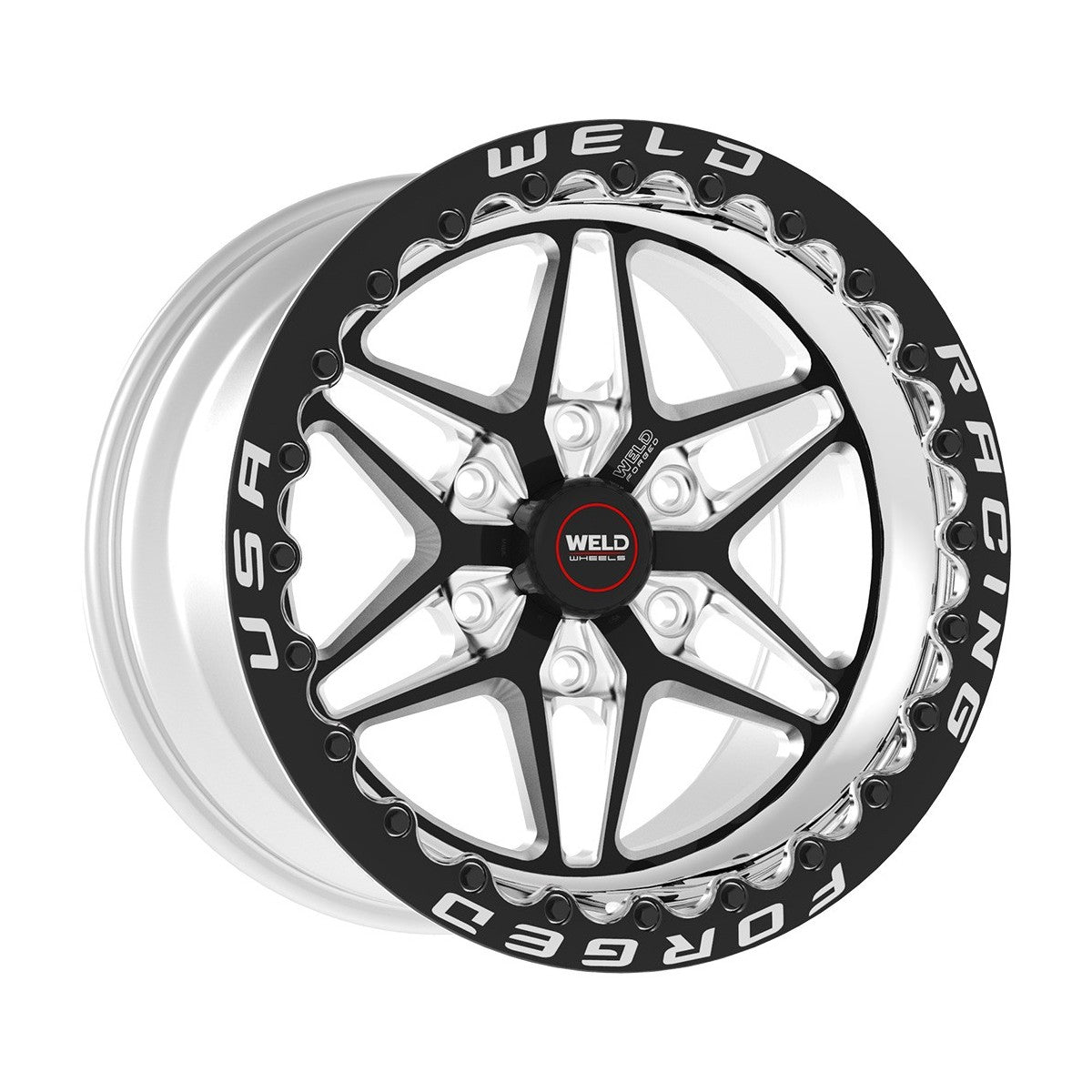 Weld 81MP510E65F S81 Hd Beadlock Wheel 15X10 6x5.5 ET25 BS6.5 Polished Center - Polished Shell