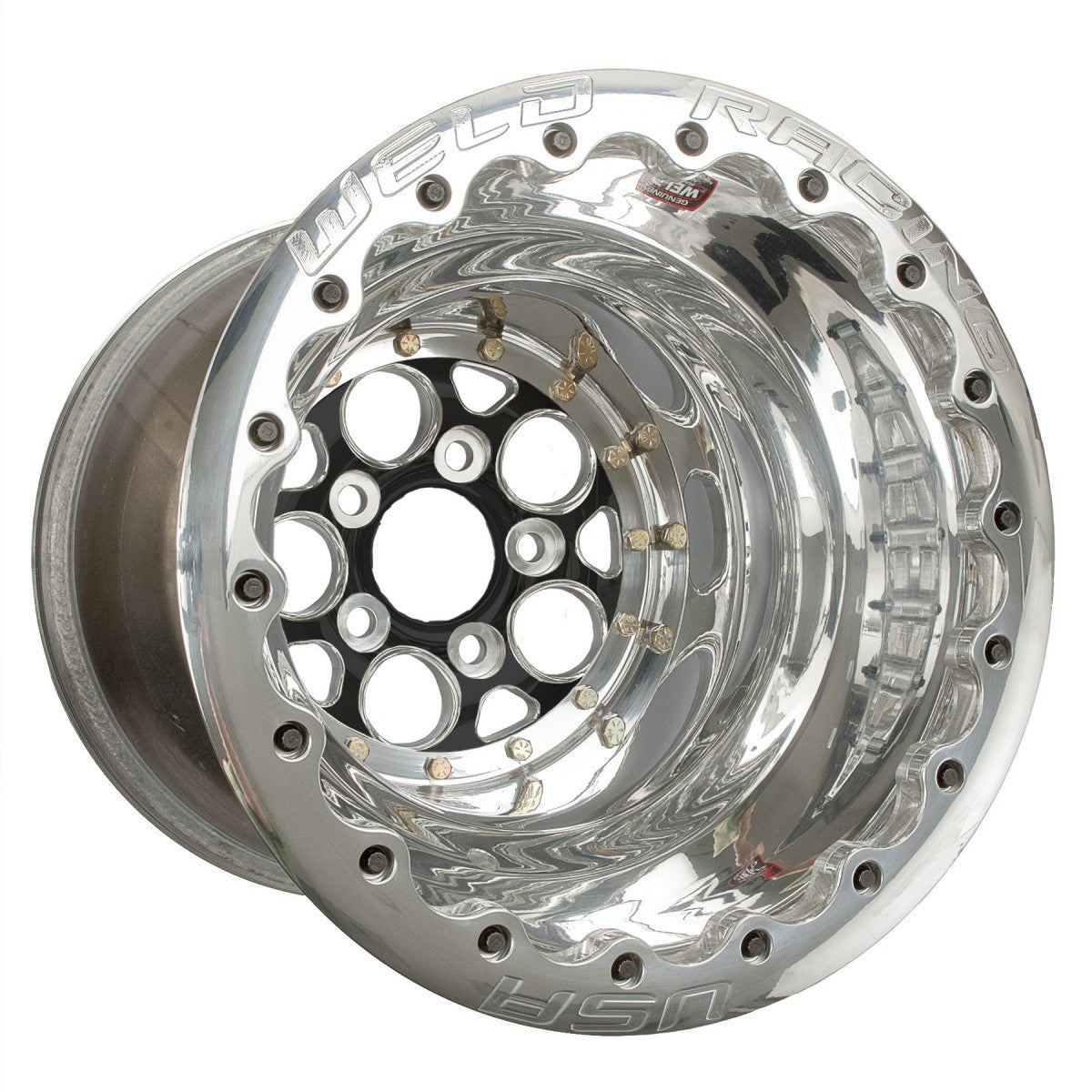 Weld 86B-616278UP Magnum Wheel 16x16 5x4.75 ET-114 BS4 Black Center - Polished Shell