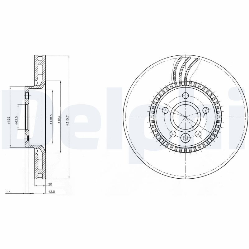 DELPHI BG3784 Brake Disc .