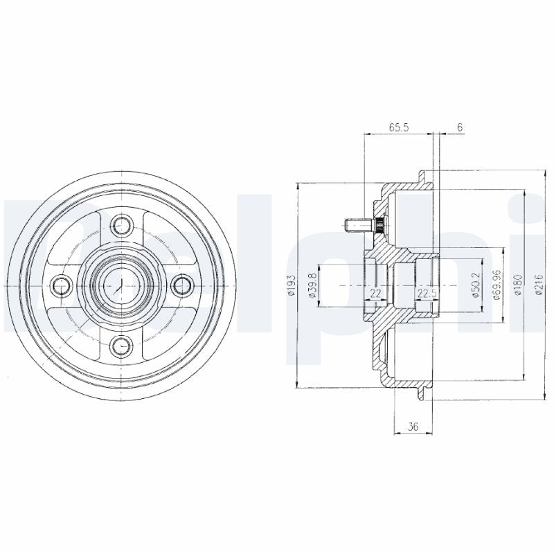 DELPHI BF434 Brake Drum
