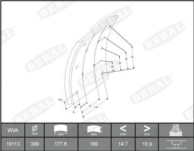 LPR LPR08260 Parking Brake Brake Shoe Set