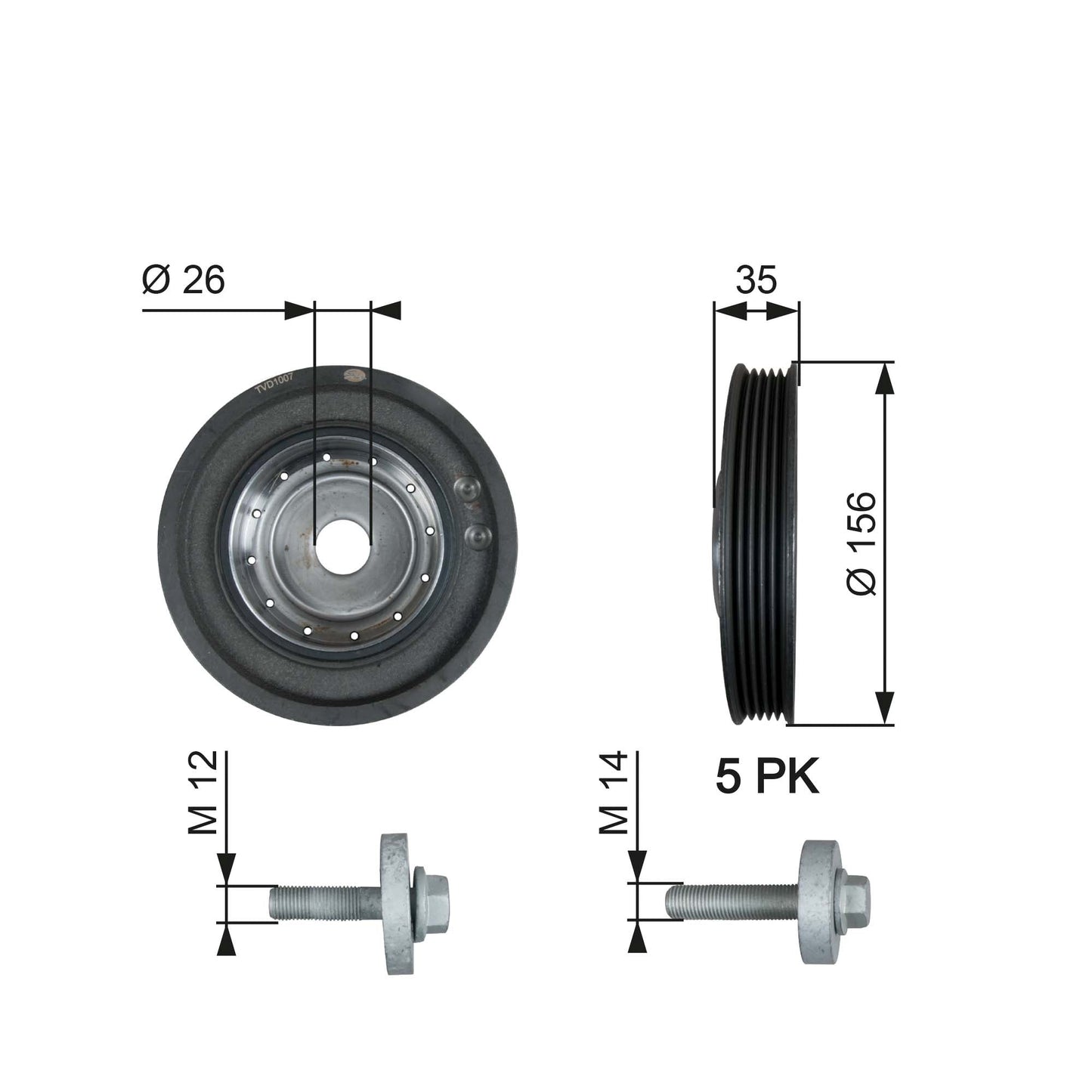 GATES GATTVD1007A Crankshaft Belt Pulley