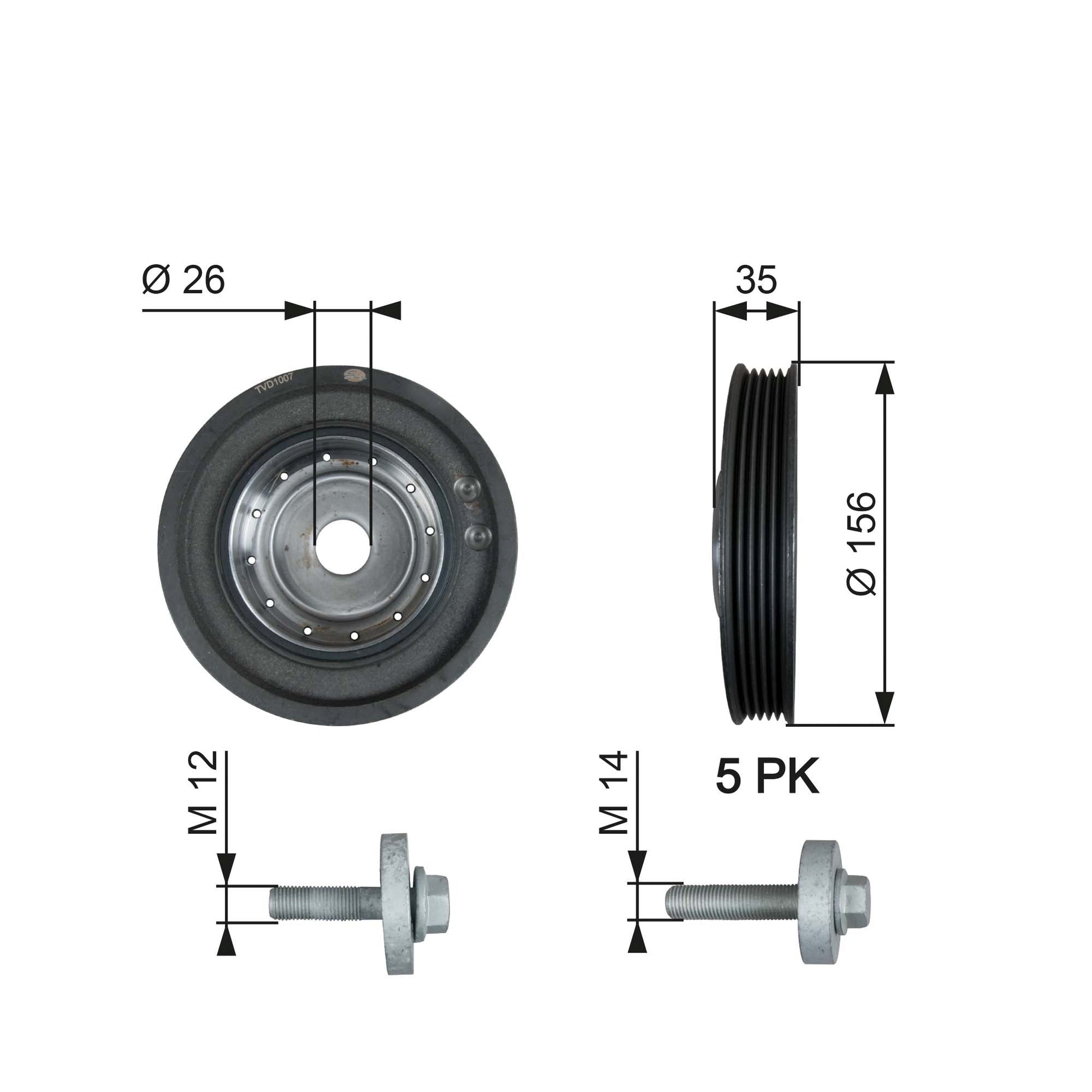 GATES GATTVD1007A Crankshaft Belt Pulley