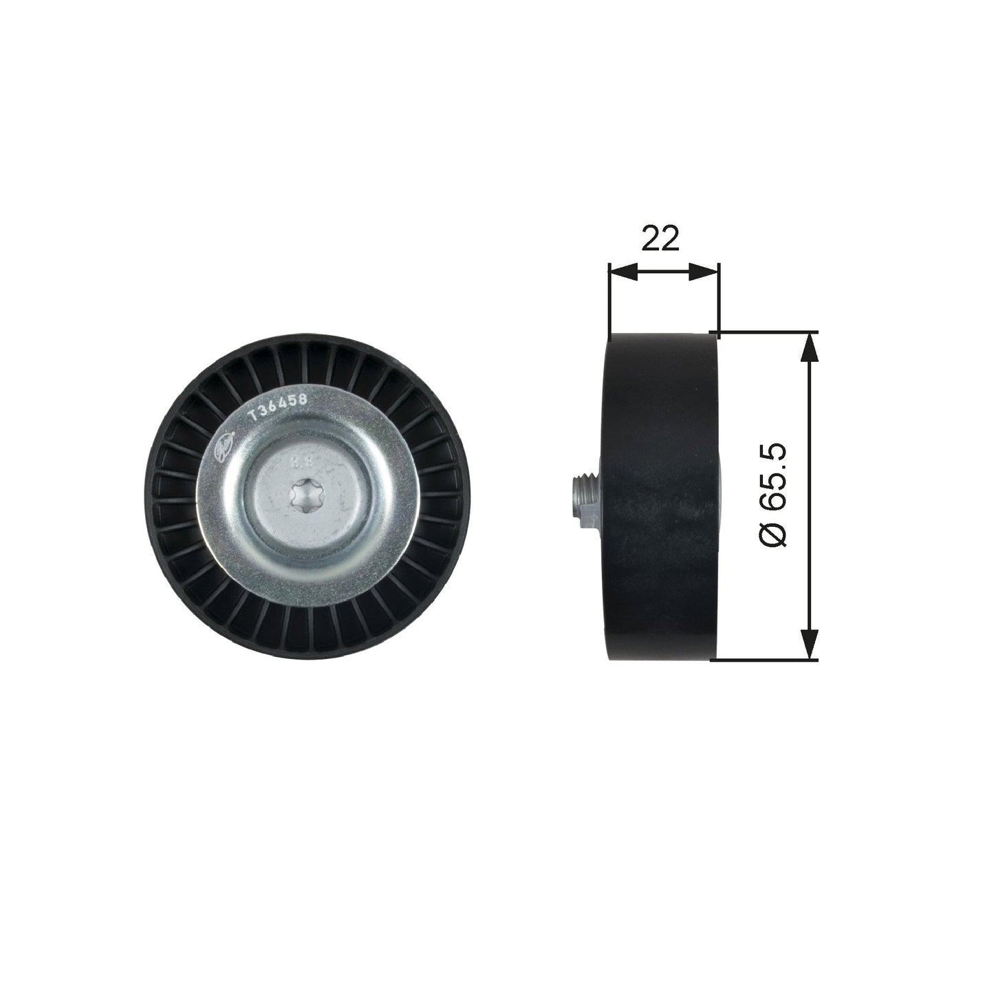 GATES GATT36458 V-Ribbed Belt Deflection/Guide Pulley
