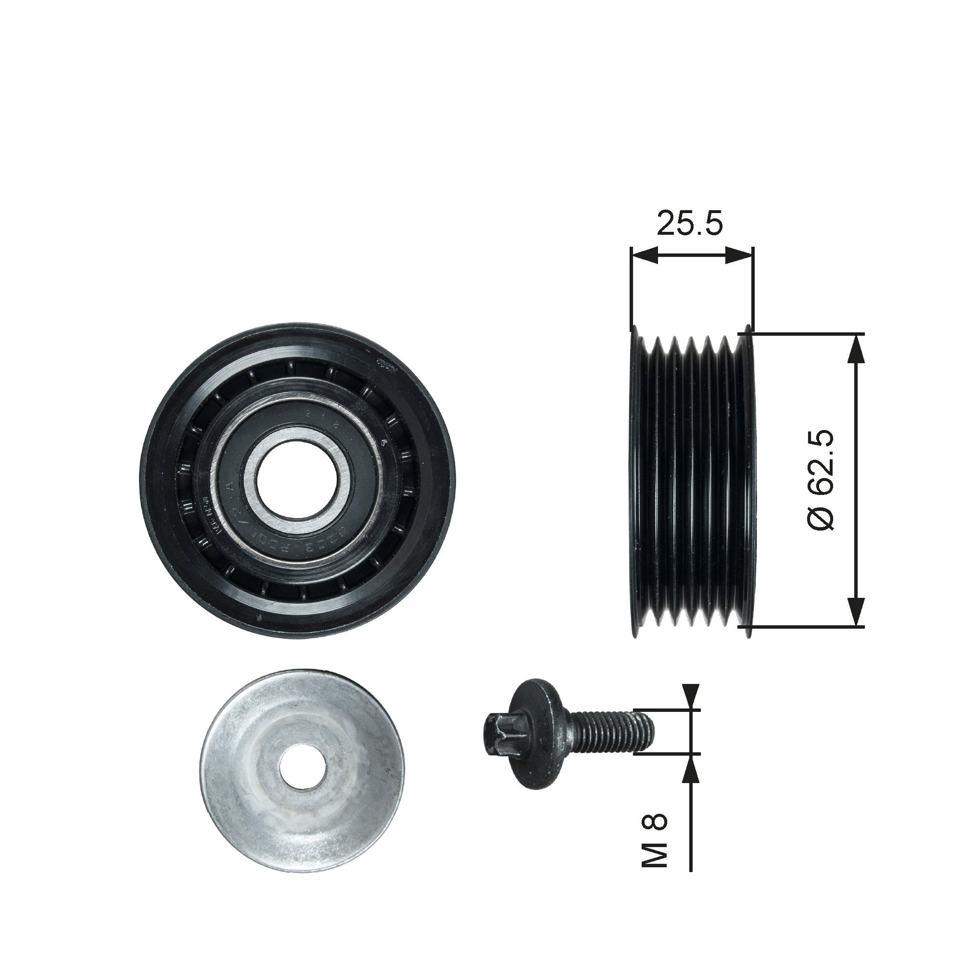 GATES GATT36736 V-Ribbed Belt Deflection/Guide Pulley