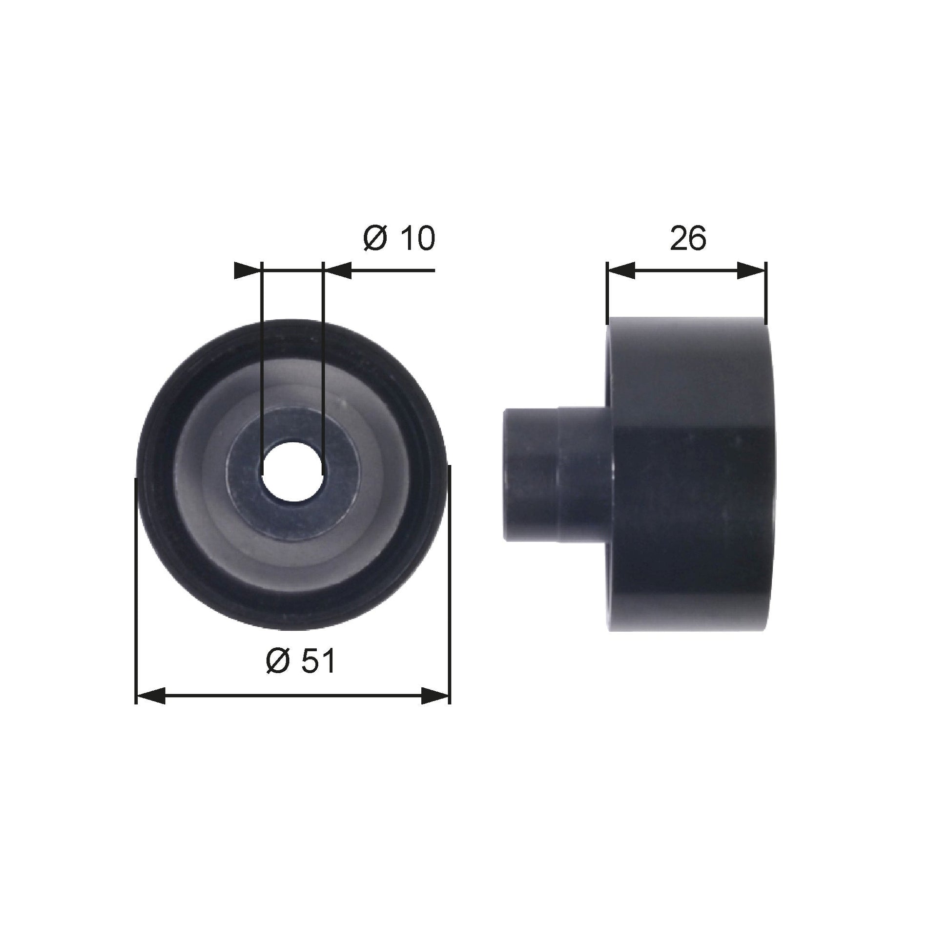 GATES GATT36090 V-Ribbed Belt Deflection/Guide Pulley