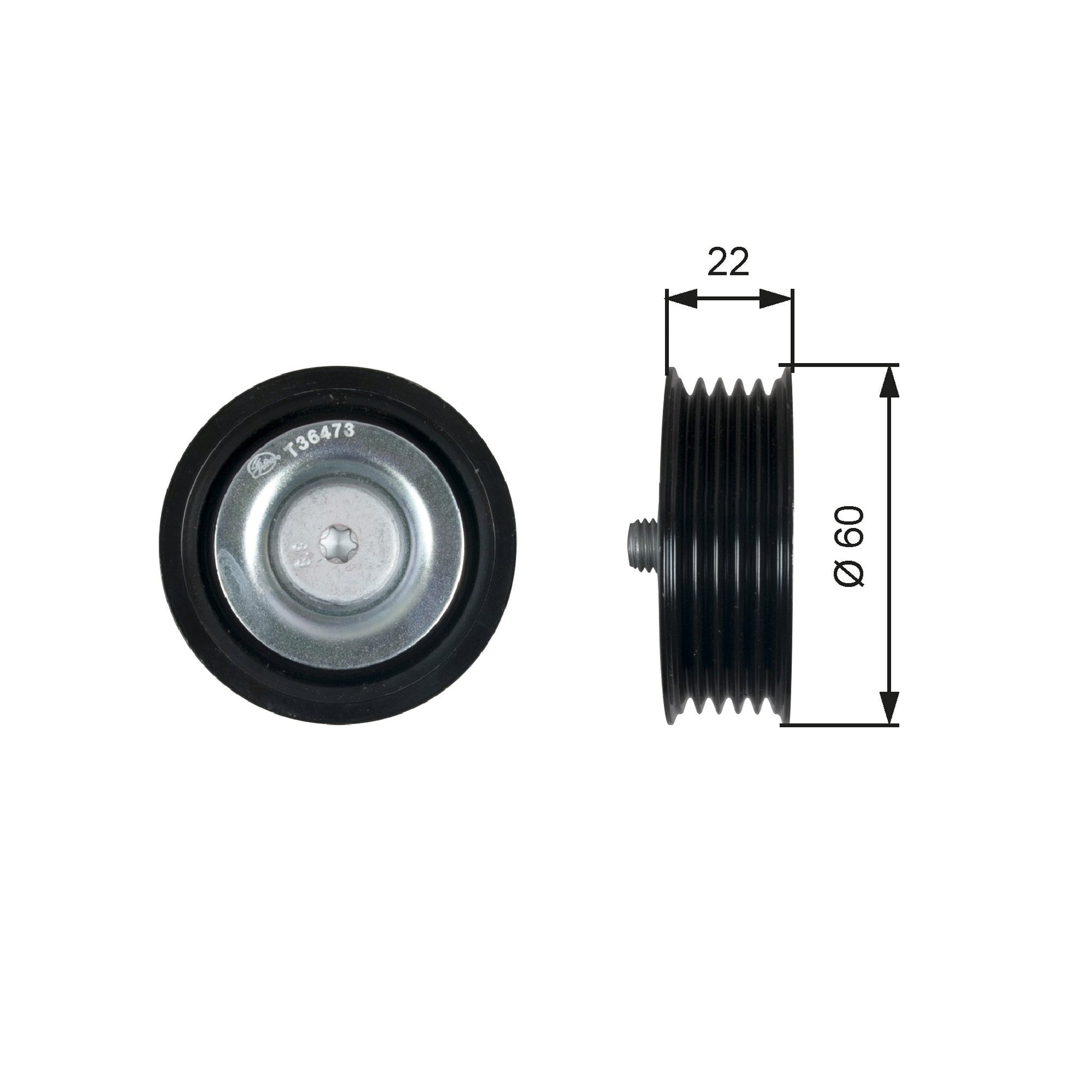 GATES GATT36473 V-Ribbed Belt Deflection/Guide Pulley