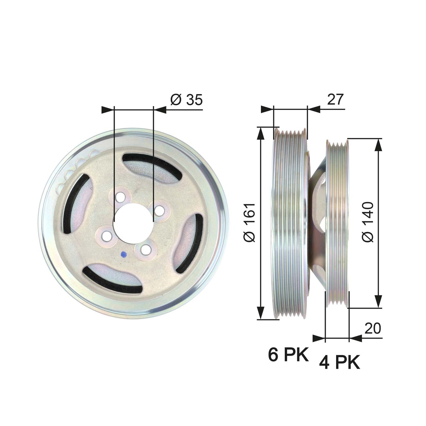 GATES GATTVD1075 Crankshaft Belt Pulley