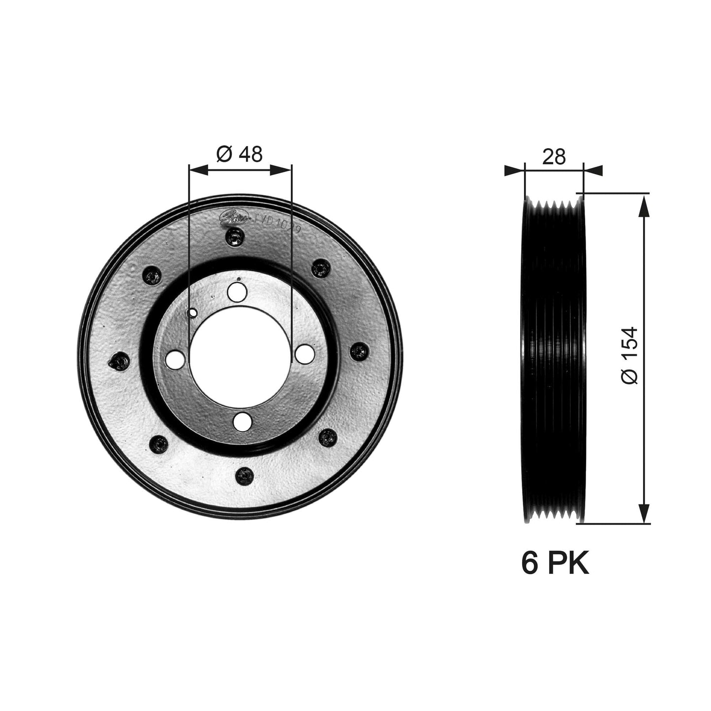 GATES GATTVD1029 Crankshaft Belt Pulley