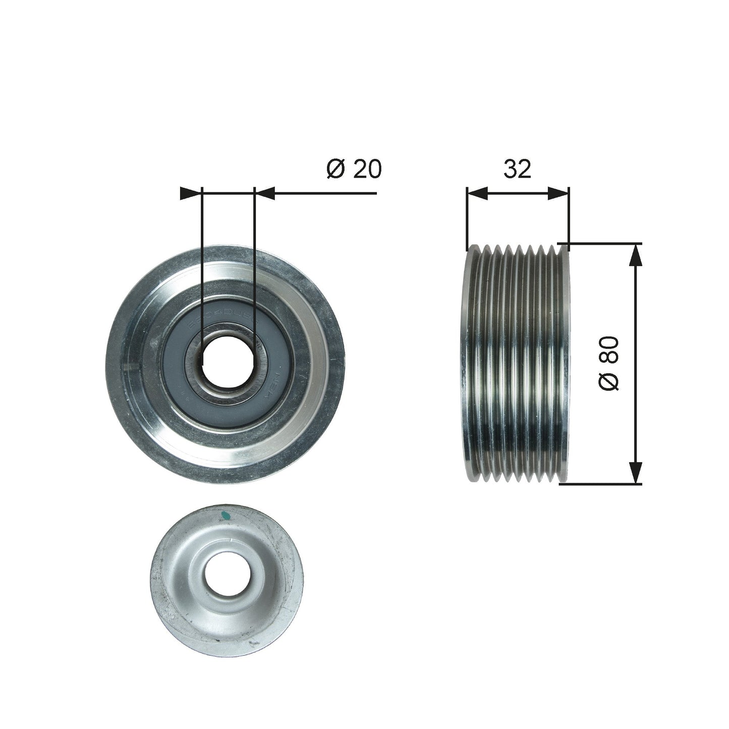 GATES GATT36631 V-Ribbed Belt Deflection/Guide Pulley