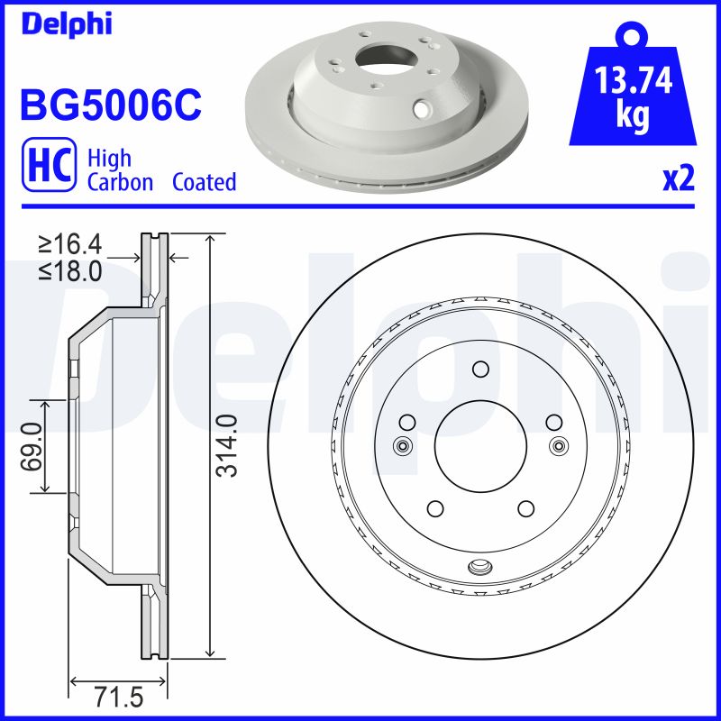 DELPHI BG5006C Brake Disc .