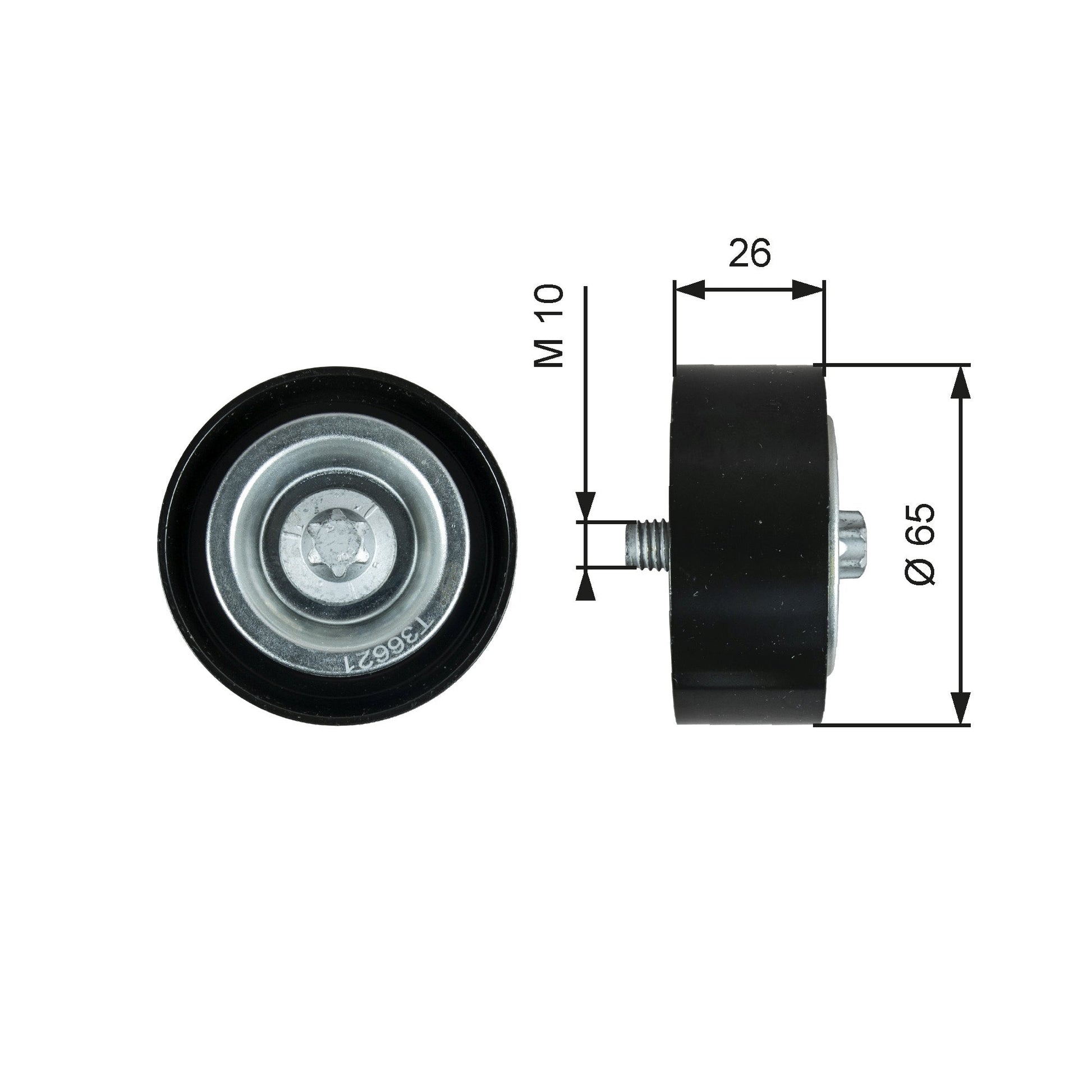 GATES GATT36621 V-Ribbed Belt Deflection/Guide Pulley