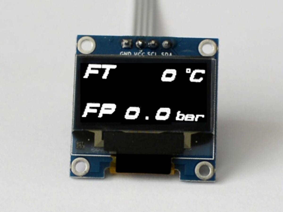 Zada Tech OLED 1.3" dual display fuel temperature (°C) + fuel pressure (Bar) // incl. sensors
