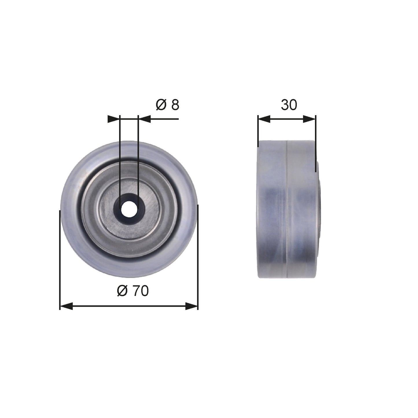 GATES GATT36386 V-Ribbed Belt Deflection/Guide Pulley