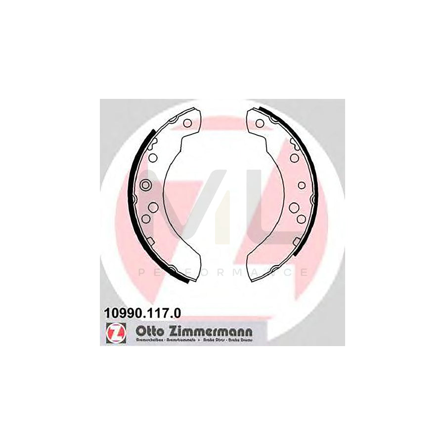 ZIMMERMANN 10990.117.0 Brake Shoe Set for FORD TRANSIT without accessories