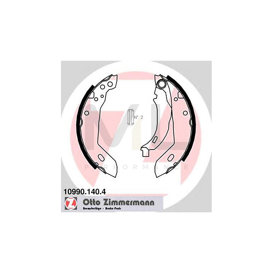 ZIMMERMANN 10990.140.4 Brake Shoe Set with accessories, with lever