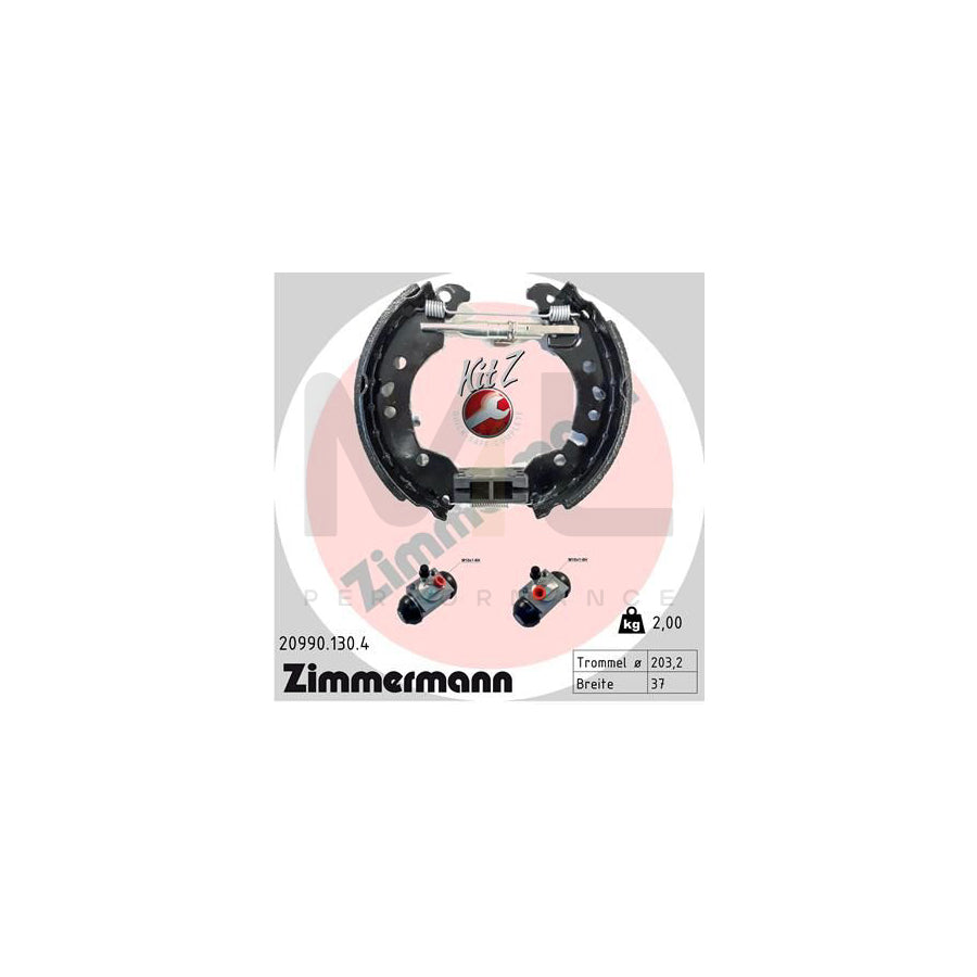 ZIMMERMANN 20990.130.4 Brake Shoe Set for SMART FORTWO Photo corresponds to scope of supply, with wheel brake cylinder