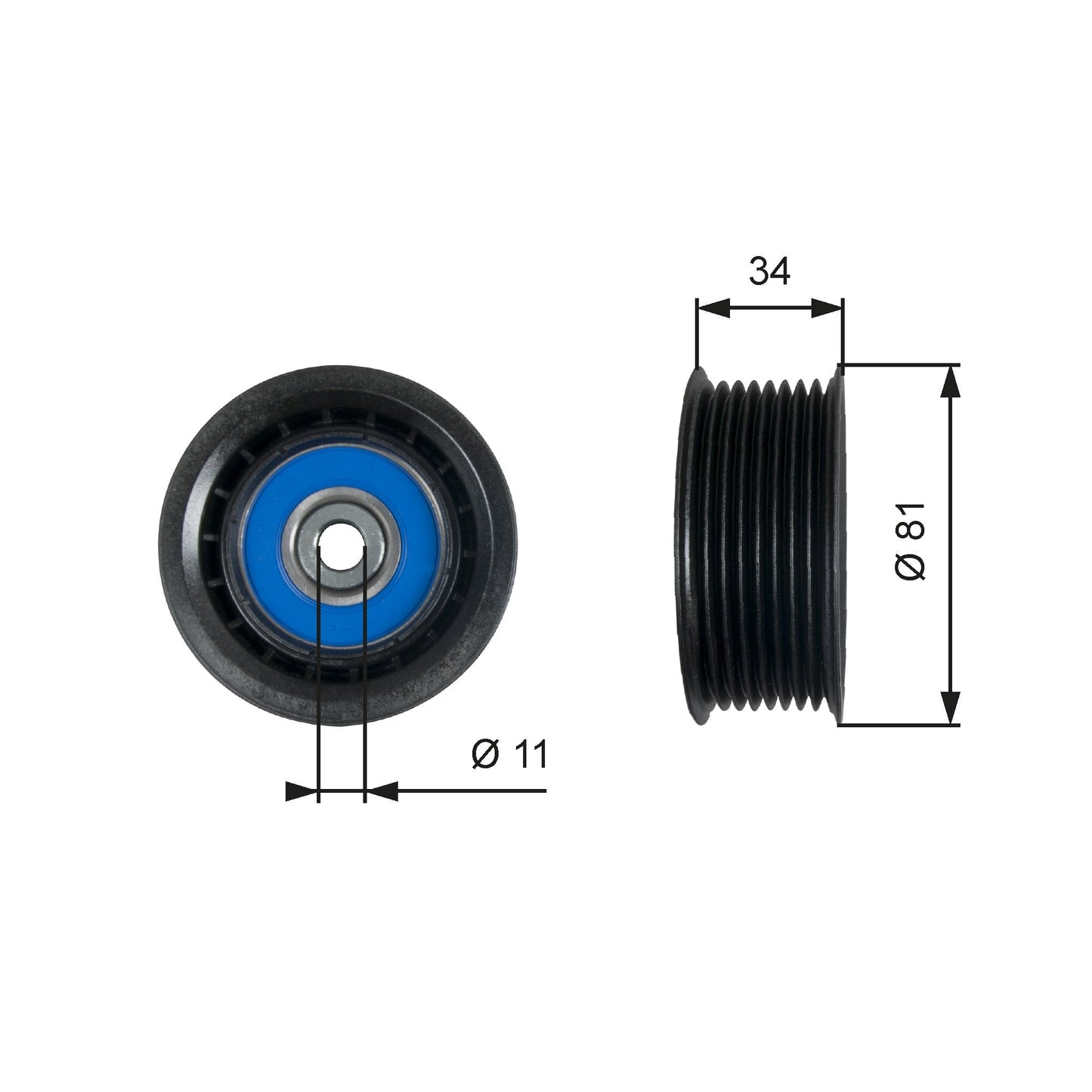 GATES GATT36517 V-Ribbed Belt Deflection/Guide Pulley