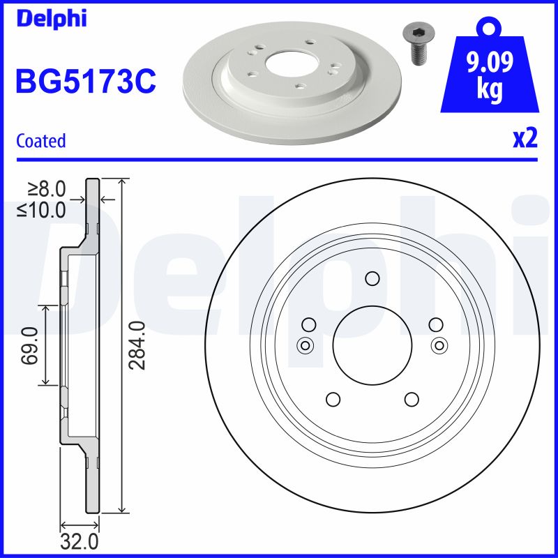 DELPHI BG5173C Brake Disc .