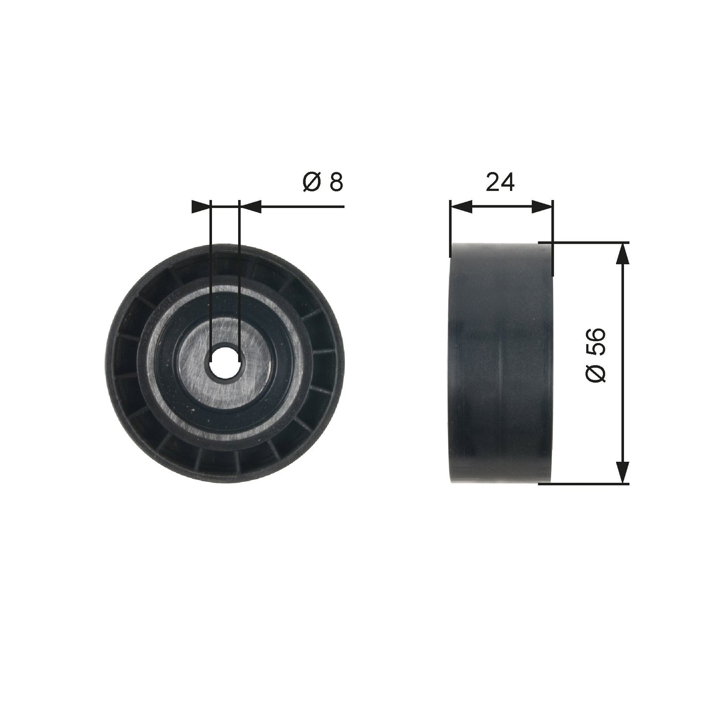 GATES GATT36362 V-Ribbed Belt Deflection/Guide Pulley
