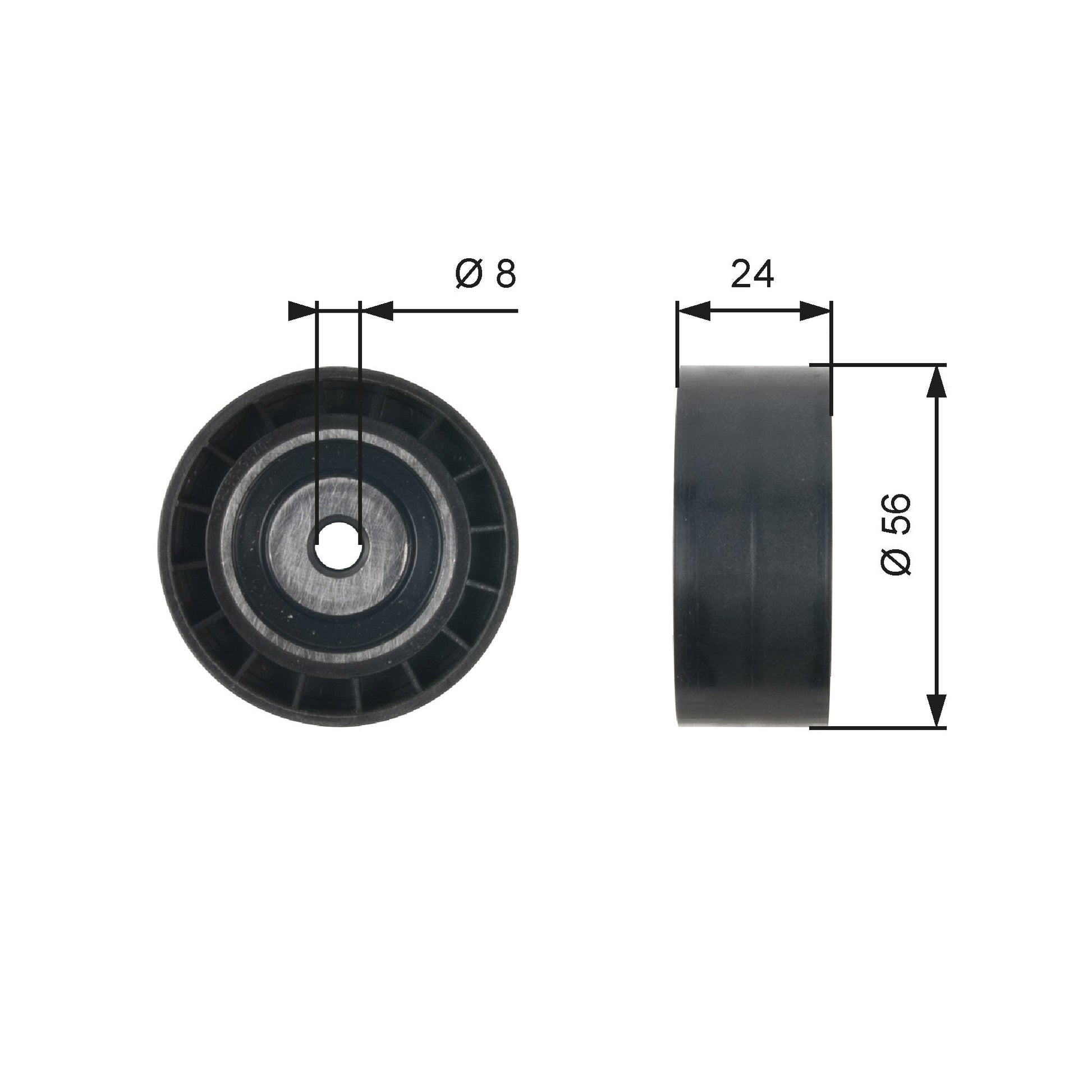 GATES GATT36362 V-Ribbed Belt Deflection/Guide Pulley