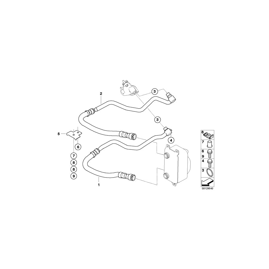 Genuine BMW 17227528608 E64 E63 E60 Engine Oil Cooler Pipe, Return (Inc. 545i & 645Ci) | ML Performance US