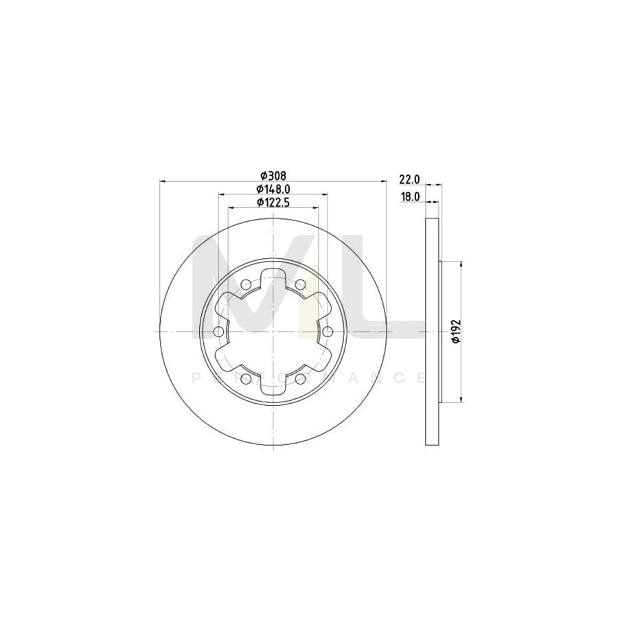 HELLA PRO 8DD 355 122-831 Brake Disc for FORD TRANSIT Solid, Coated, without wheel hub, without wheel studs | ML Performance Car Parts