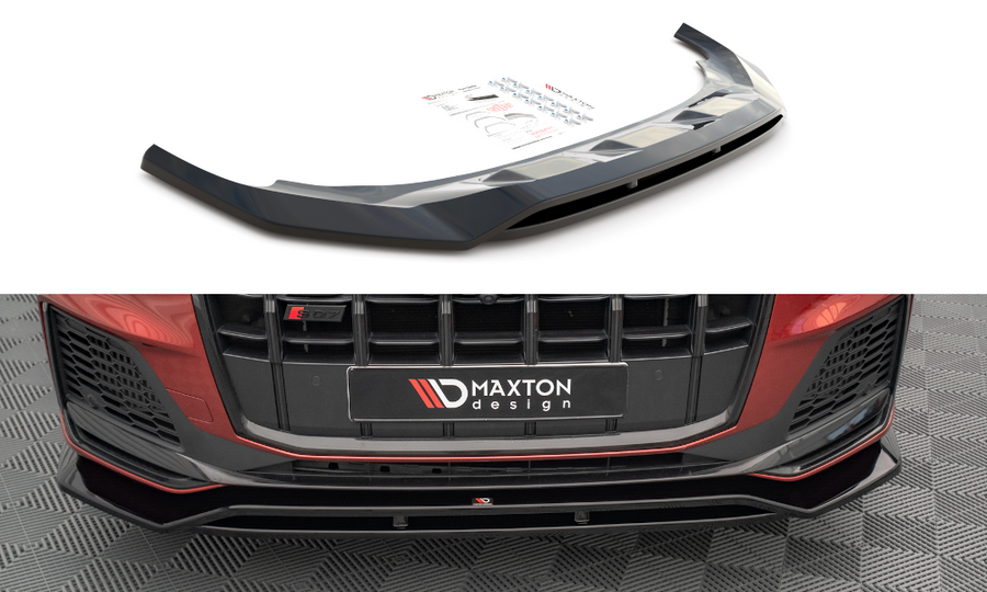 Maxton Design AU-SQ7-2F-FD1T+FD1RT Front Splitter Audi SQ7 / Q7 S-Line MK2 (4M) Facelift | ML Performance UK Car Parts