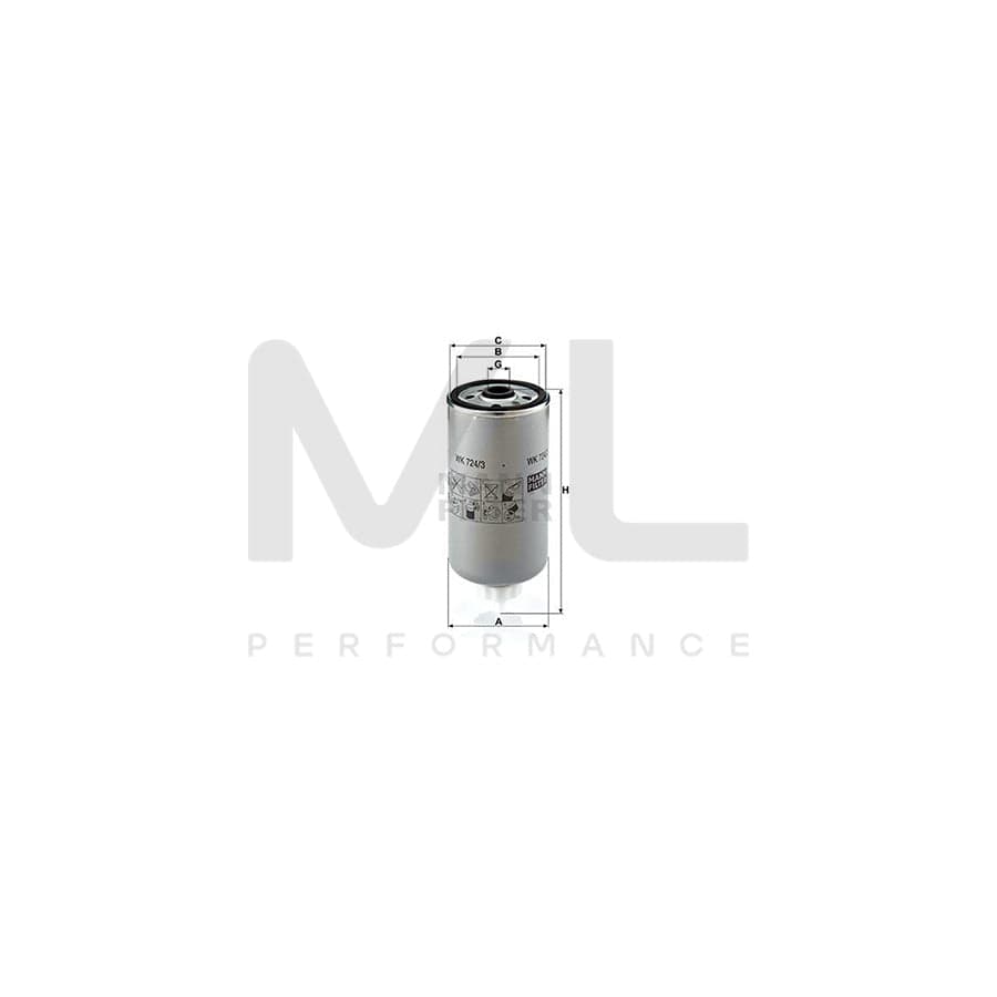 MANN-FILTER WK 724/3 Fuel filter Spin-on Filter | ML Performance Car Parts