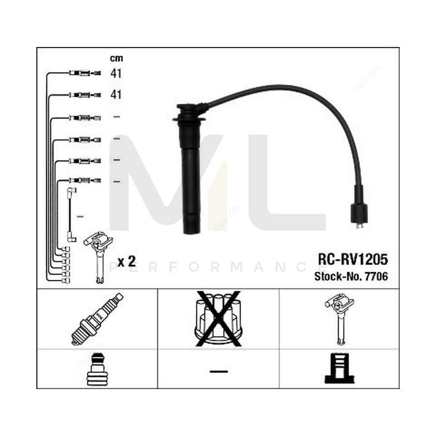 NGK Ignition Cable Kit RC-RV1205 (NGK7706) | ML Car Parts UK | ML Performance