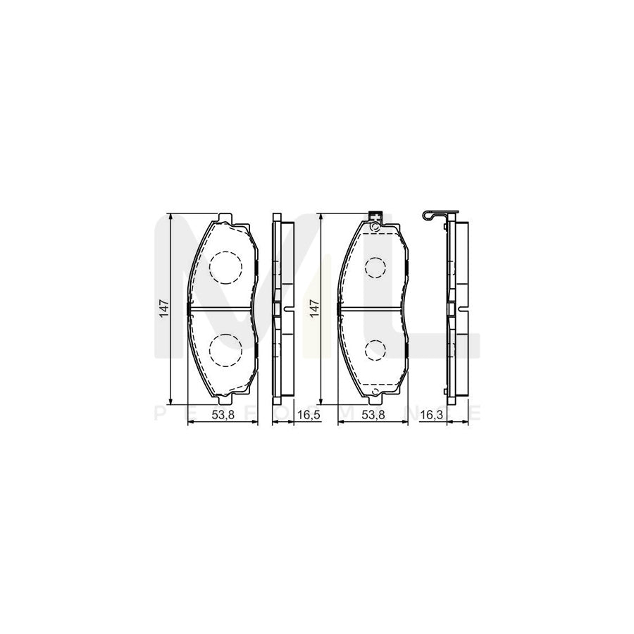 Bosch 0986495065 Brake Pad Set With Acoustic Wear Warning, With Mounting Manual BP1492 | ML Performance Car Parts