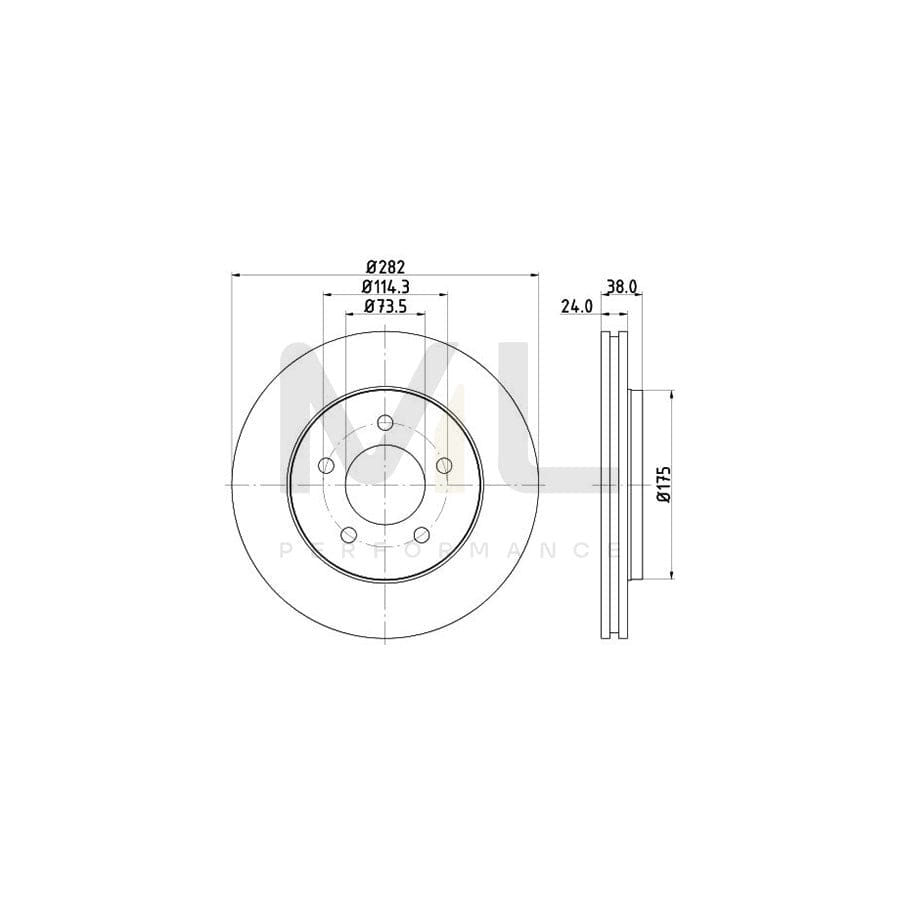 HELLA 8DD 355 107-931 Brake Disc Internally Vented, without wheel hub, without wheel studs | ML Performance Car Parts