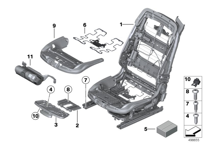 Genuine BMW 52107375200 Seat Pan, Base / Multifunction, Right (Inc. 650i, 640d & M6) | ML Performance US US Car Parts