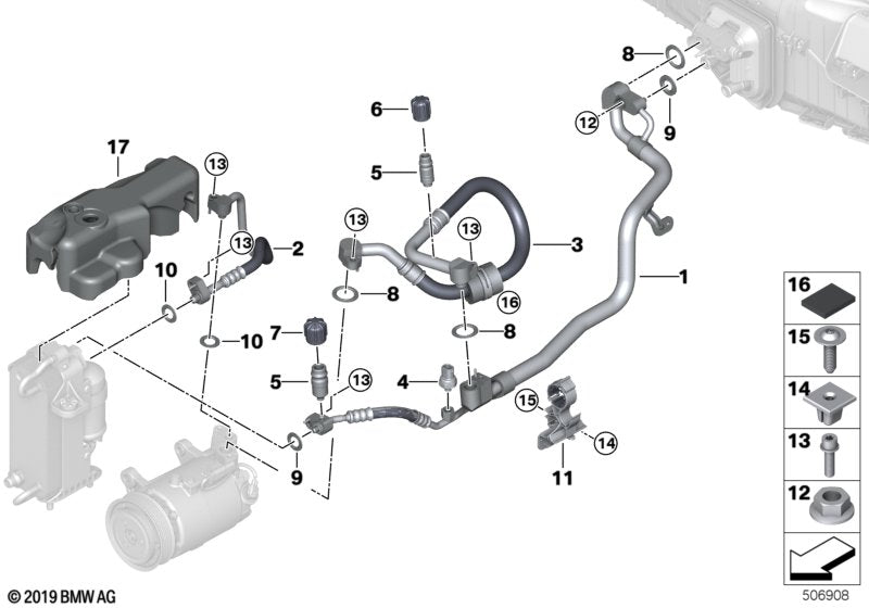 Genuine BMW 64539890099 G16 G30 G31 Suction Pipe Evaporator-Compressor R1234YF (Inc. 540iX, 740LiX & 630iX) | ML Performance US US Car Parts